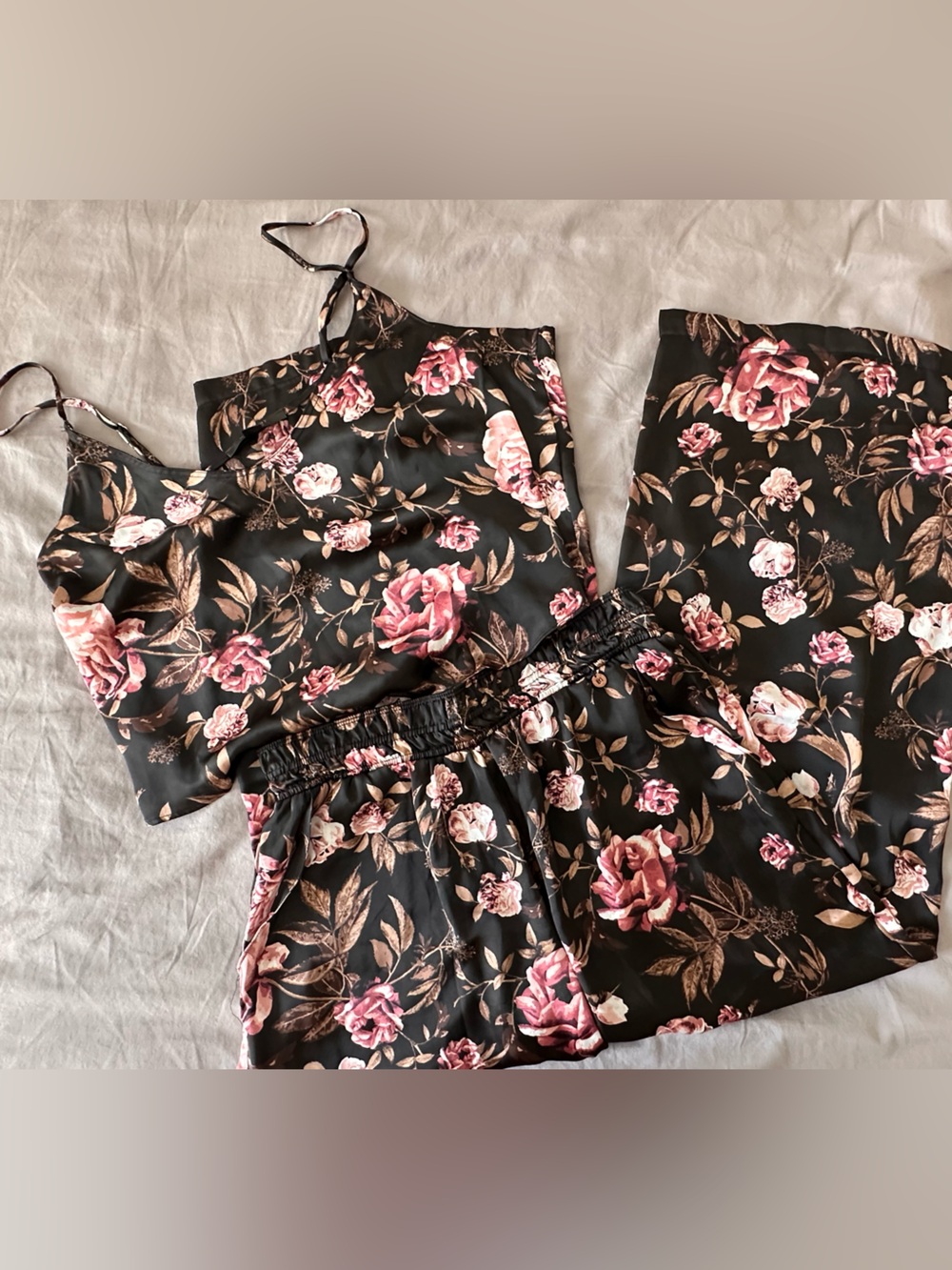Midnight Bakery Satin Floral Pajama Set